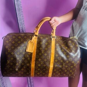 Louis Vuitton Brown and Gold Monogram Travel Bag